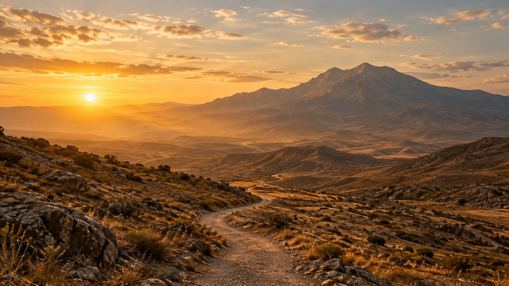 Un chemin à travers le désert menant vers le mont Sinaï.